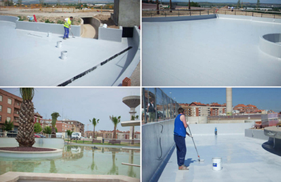 Decorative Waterproofing Artificial Pond in sunny Portugal